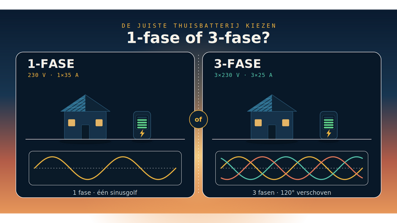 Thuisbatterij kiezen: Wat is het verschil tussen 1-fase en 3-fase?